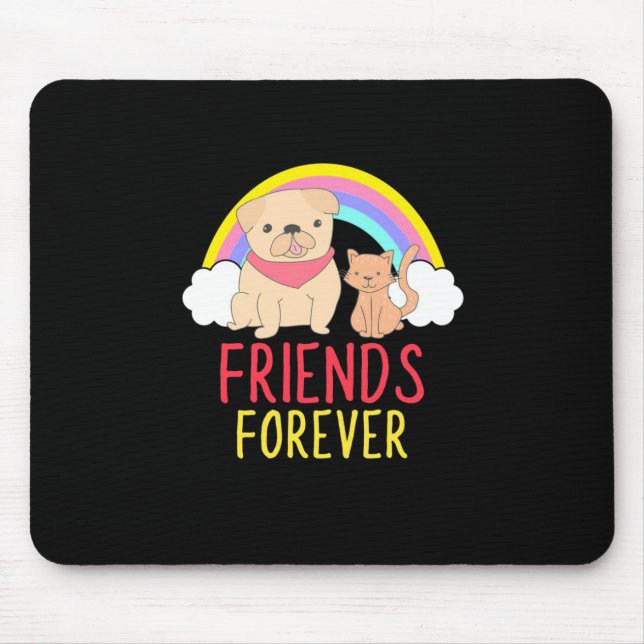 Dog And Cat Friends Forever Mouse Pad (Front)