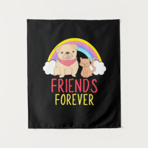 Dog And Cat Friends Forever Tapestry