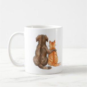 Dog and Cat Friendship Watercolor Coffee Mug
