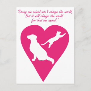 Dog and Cat Heart Postcard