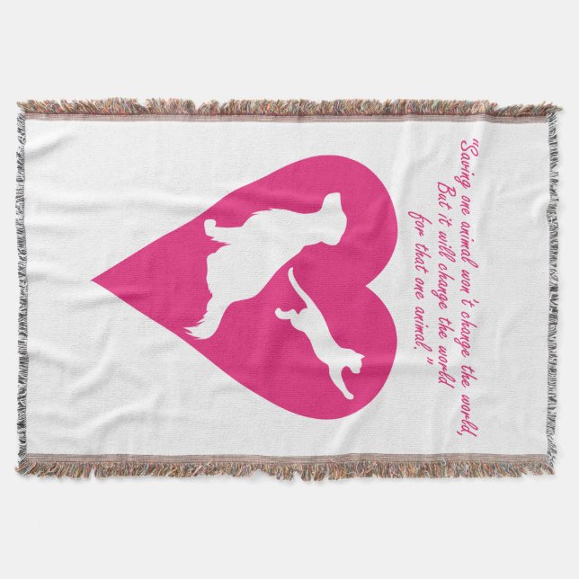 Dog and Cat Heart Throw Blanket (Front)