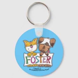 Dog and Cat Hold FOSTER Banner Key Ring