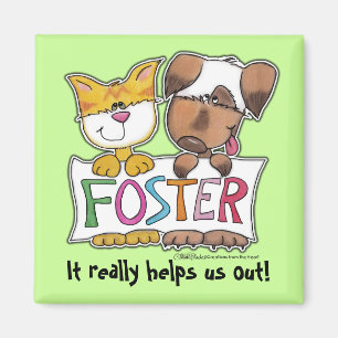 Dog and Cat Hold FOSTER Banner Magnet
