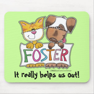 Dog and Cat Hold FOSTER Banner Mouse Pad