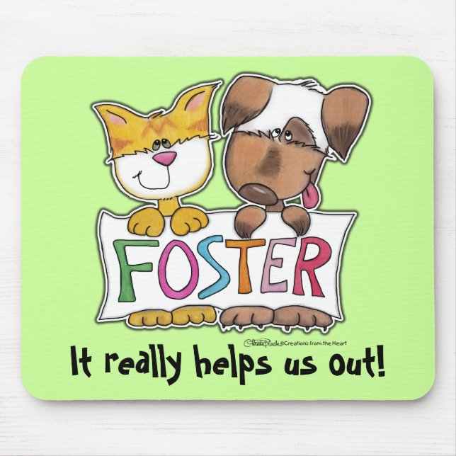 Dog and Cat Hold FOSTER Banner Mouse Pad (Front)