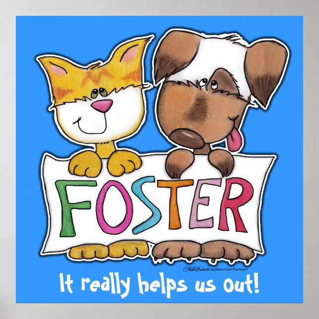Dog and Cat Hold FOSTER Banner Poster (Front)