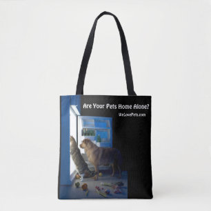 Dog and Cat Home Alone Midnight Pet Sitter Tote Bag