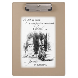 Dog and Cat Looking Out Window, Pet Sympathy Clipboard