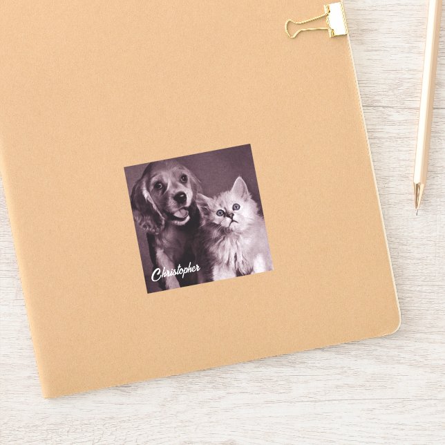 Dog and Cat, Looking Up Personalised (Notebook)