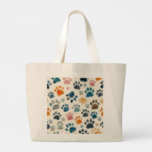 Dog and Cat Paws Large Tote Bag