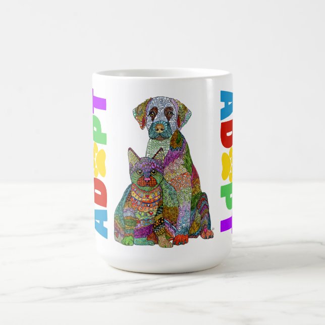 Dog and Cat Pet Adoption Awareness Mug (Center)