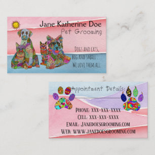 Dog and Cat Pet Grooming Business Cards