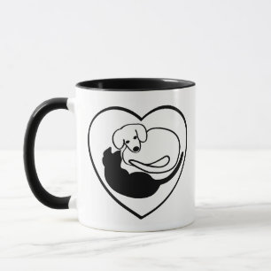 Dog and Cat / Puppy and Kitty Heart Mug