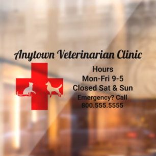 Dog and Cat Red Cross Veterinarian   Window Cling