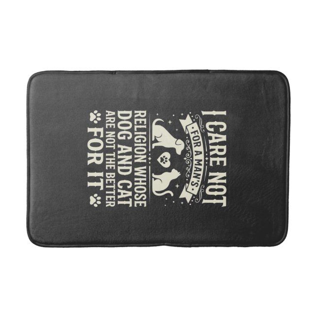 Dog and Cat Religion Quote Bath Mat (Front)