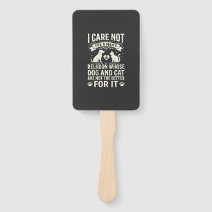 Dog and Cat Religion Quote Hand Fan