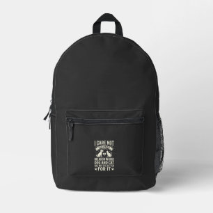 Dog and Cat Religion Quote Printed Backpack