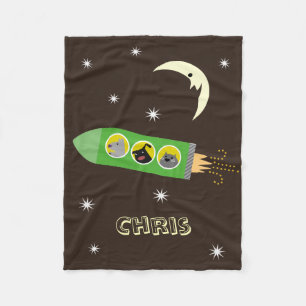 Dog and Cat Sapceship fleece blanket