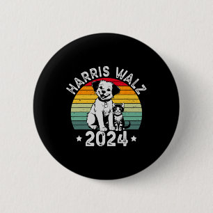Dog And Cat Vintage Kamala Harris Tim W 2024 Elect 6 Cm Round Badge