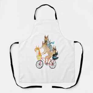 Dog and cats cycling  apron