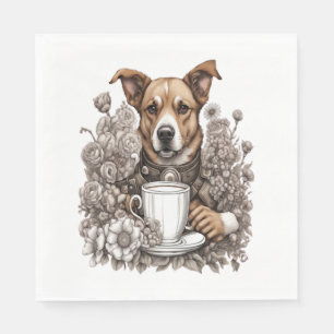 dog and coffee cup napkin