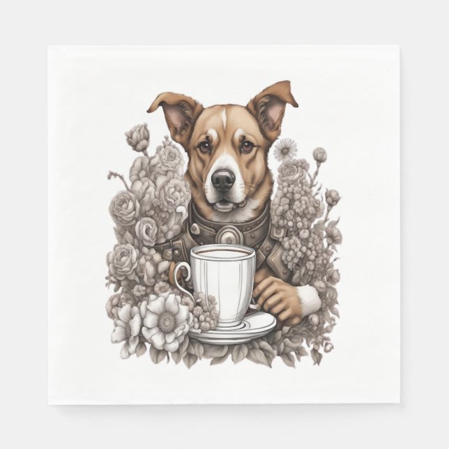 dog and coffee cup napkin (Front)
