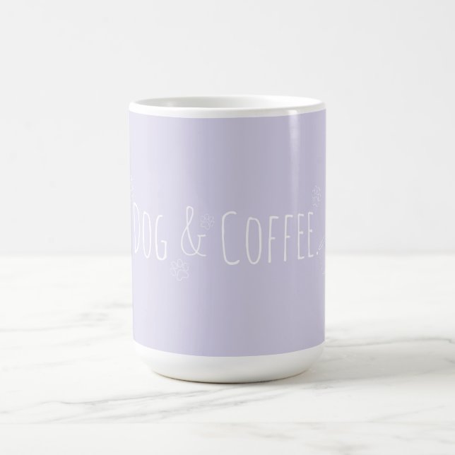 Dog and Coffee Lilac Purple  Mug (Center)