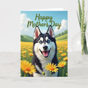 Dog And Daisies Mothers Day Card