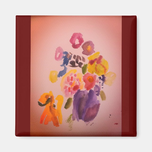 Dog  and flowers  nice art magnet (Front)