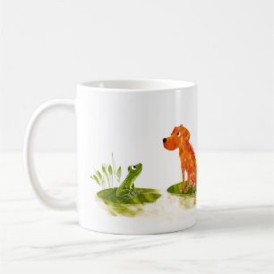 Dog and Frog Cartoon Coffee Mug