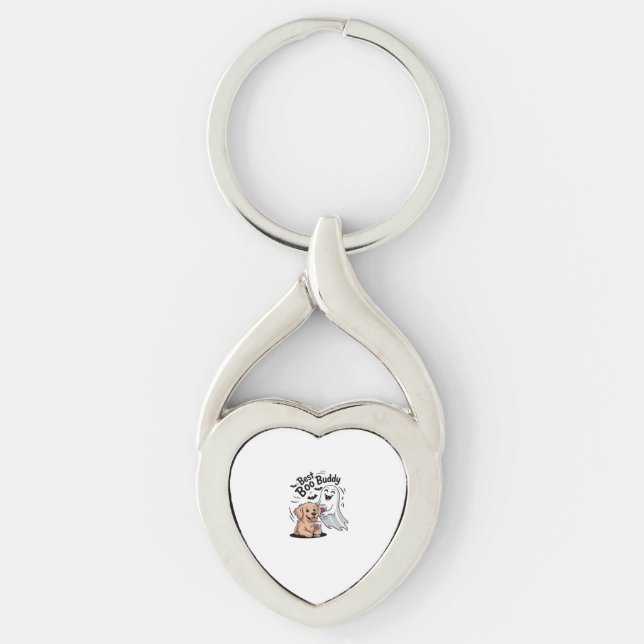 Dog and ghost drinking wine. Classic T-Shirt Key Ring (Front)