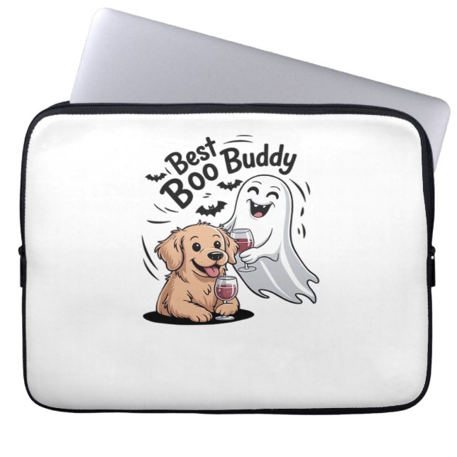 Dog and ghost drinking wine. Classic T-Shirt Laptop Sleeve (Front)