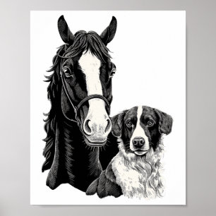 Dog And Horse Lover Horseback Riding Equestrian Fo Poster