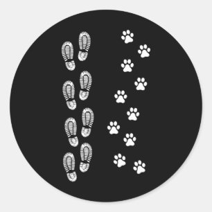Dog And Man Hiking Dog Hiker People That Hike With Classic Round Sticker