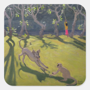 Dog and Monkey 1998 Square Sticker