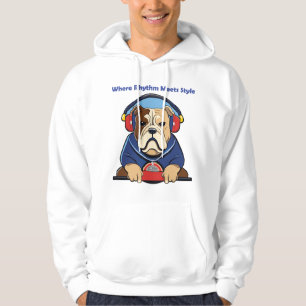 Dog and Music-Inspired Graphic Design Hoodie