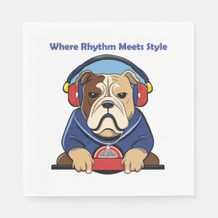 Dog and Music-Inspired Graphic Design Napkin
