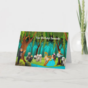 Dog and Musicians Serenade Happy Birthday Card