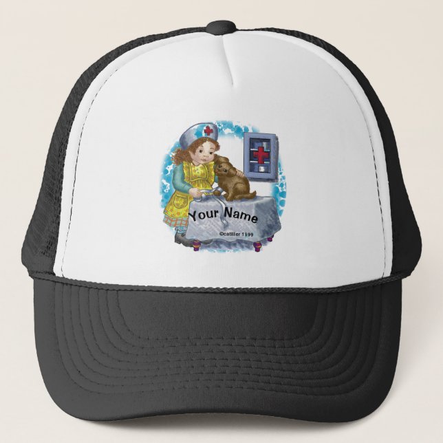 Dog and nurse  trucker hat (Front)