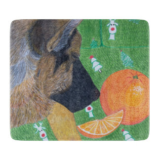 Dog and orange cutting board
