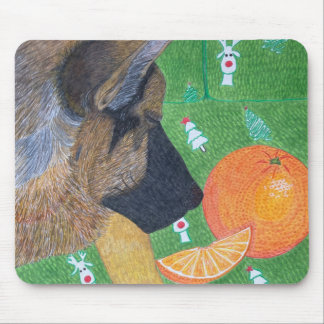 Dog and orange mouse pad