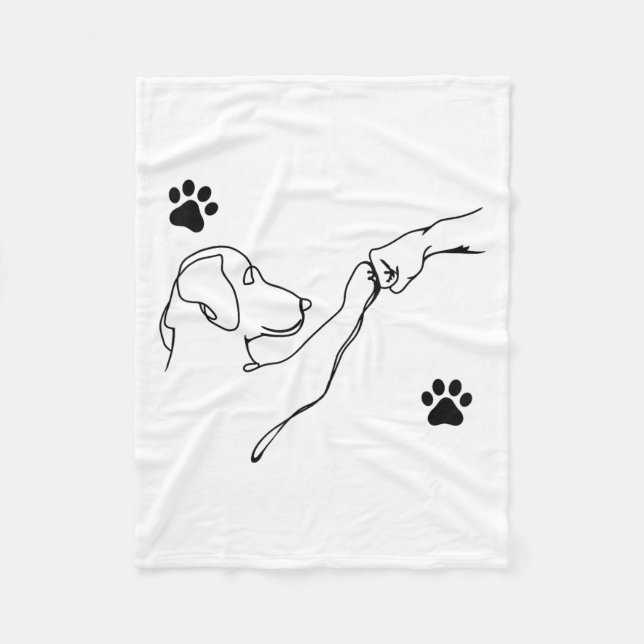 Dog And People Punch Hand Dog Friendship Fist Bump Fleece Blanket (Front)