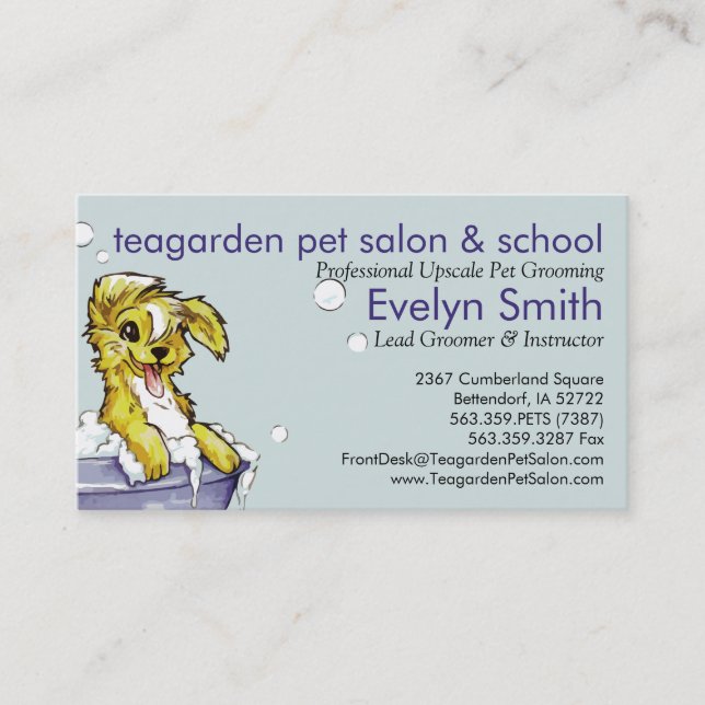 Dog and Pet Groomer - Doggie Bubble Bath Appointment Card (Front)