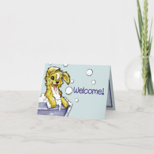 Dog and Pet Groomer Welcome - Doggie Bubble Bath Thank You Card