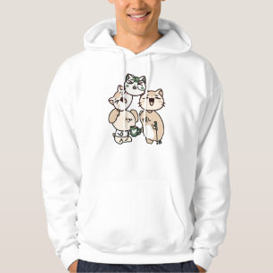 Dog and Pig with Walking Cane Sharing Coffee Hoodie