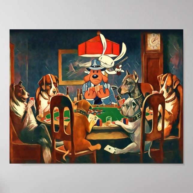 Dog and Rabbit Playing Poker Sam Max  TShirts Gadg Poster (Front)