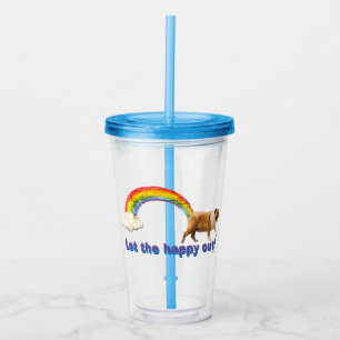 Dog and Rainbow Graffiti Acrylic Tumbler