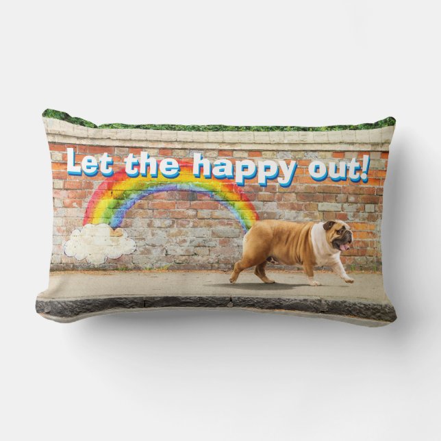 Dog and Rainbow Graffiti Lumbar Cushion (Front)