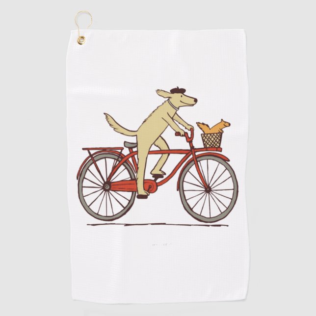 Dog and Squirrel are Friends  Whimsical Animal Art Golf Towel (Front)