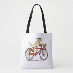 Dog and Squirrel are Friends Whimsical Animal Art Tote Bag